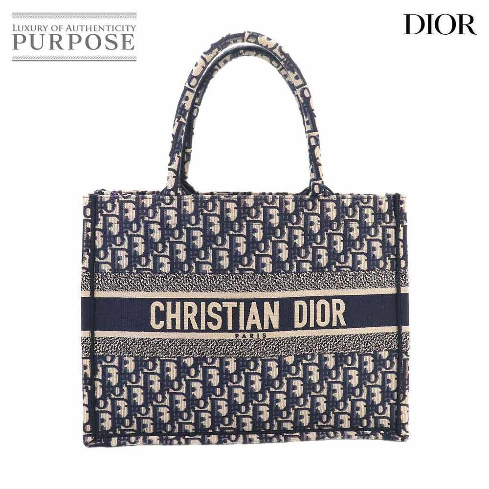 Christian Dior Book Tote Bag Oblique Canvas Navy Blue